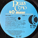 Perry Como ‎– 40 Greatest 2LP (Англия 1975г.)