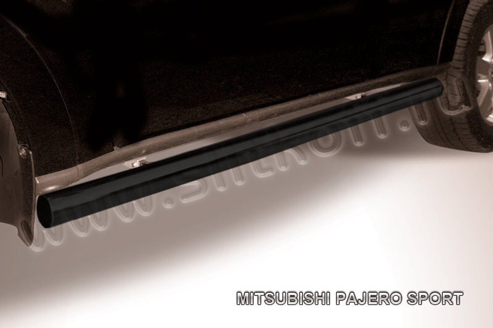 Пороги стальные Mitsubishi Pajero Sport (2004-2008) d76 труба (серебристые)