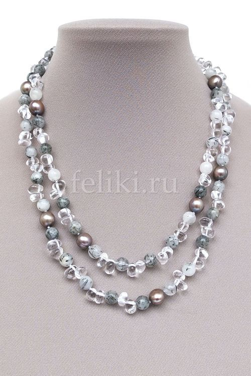 бусы из кварца и жемчуга (н-1150)