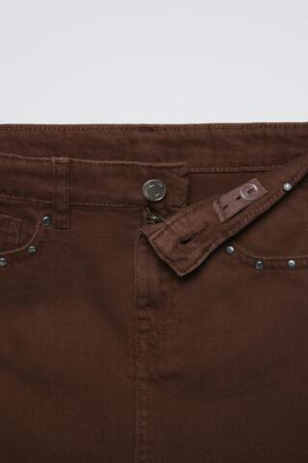 ZARA ЮБКА С ЗАКЛЕПКАМИ, КОРИЧНЕВЫЙ