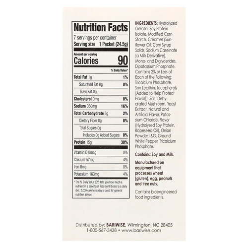 BariWise, протеиновый суп, грибной крем, 7 пакетиков по 24,5 г (0,86 унции)