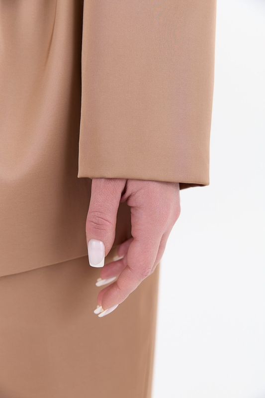 Жакет с поясом из атласа, капучино