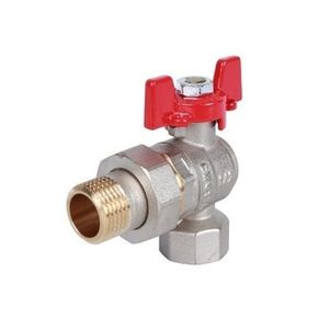 Шаровые краны Rommer RBV-0006 угловые с американкой ВР/НР, ручка-бабочка