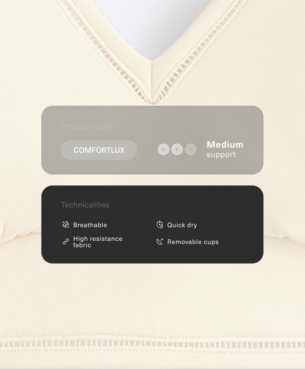 Oysho Спортивный бюстгальтер Comfortlux со средней степенью поддержки, светлый экрю
