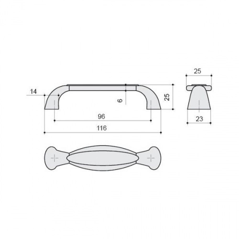 Ручка-скоба 96мм, отделка бронза античная французская + вставка