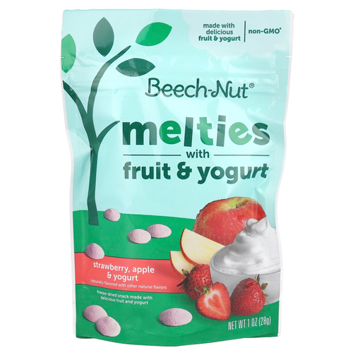 Beech-Nut, Melties с фруктами и йогуртом, для детей от 8 месяцев, клубника, яблоко и йогурт, 28 г (1 унция)