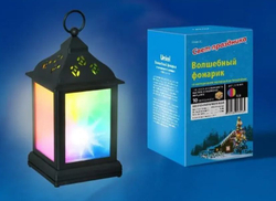 Фонарь со светодиодной гирляндой внутри на батарейке ULD-L1122-010-DTB-RGB-3D BLACK TM Uniel.