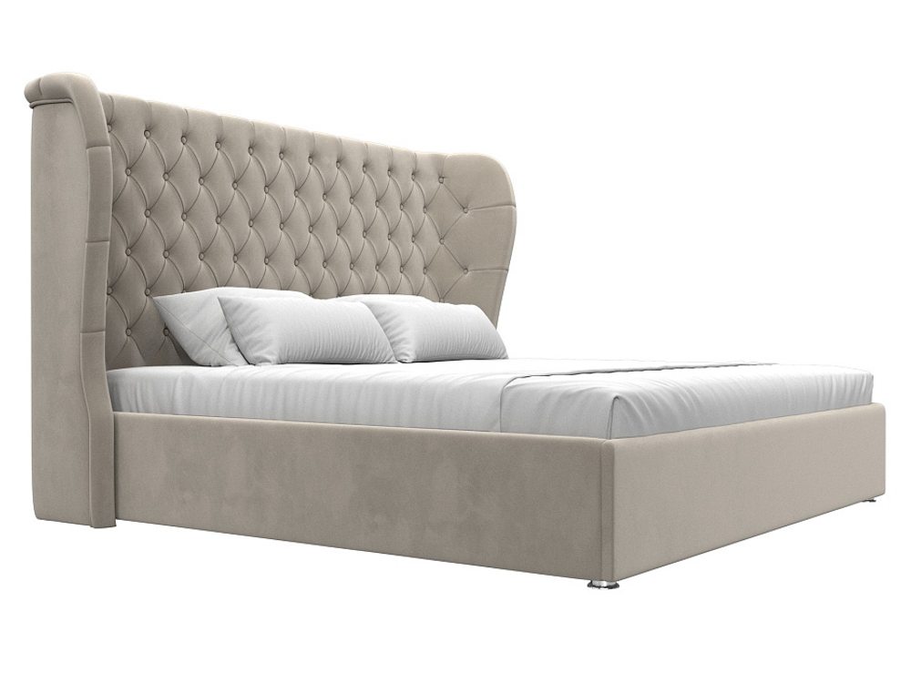 Кровать интерьерная Далия 200, Бежевый, Микровельвет, 108367
