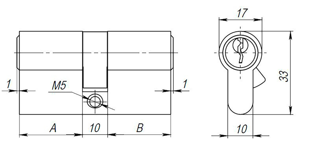 Цилиндровый механизм (AX100/90) AX1000Key90 (40+10+40) CP хром