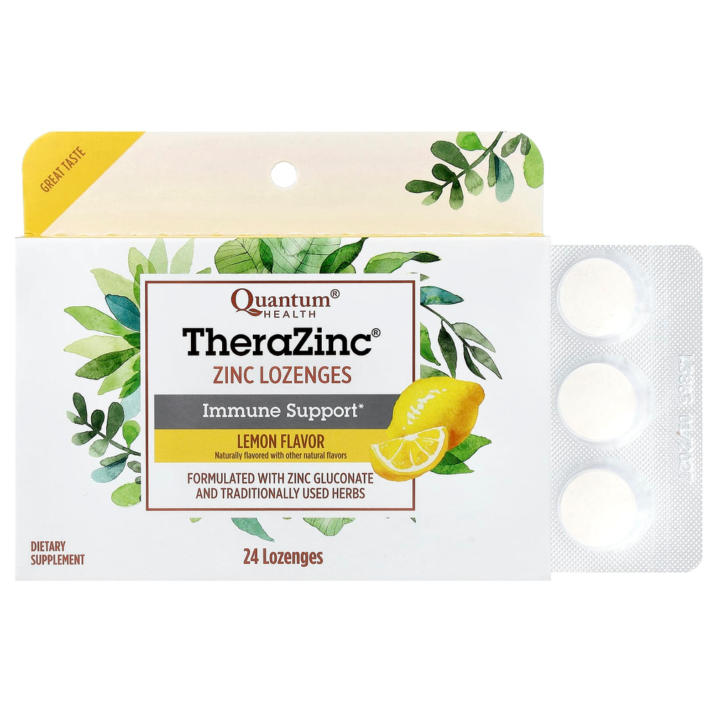 Quantum Health, TheraZinc®, леденцы с цинком, со вкусом лимона, 24 леденца