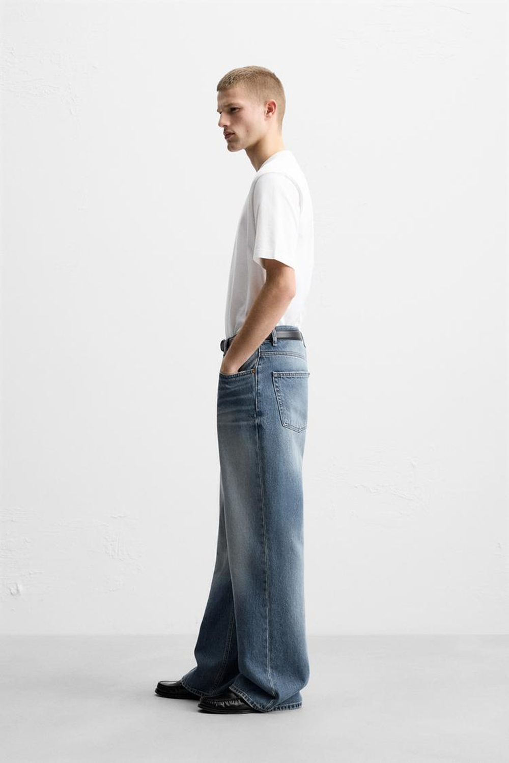 ZARA ДЖИНСЫ FLARE FIT BAGGY, ВЫЦВЕТШИЙ СИНИЙ