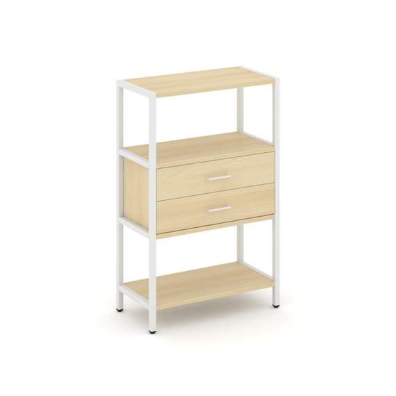 Shelf System Односекционный стеллаж трехярусный с ящиками SN.STM-312 Акация Лорка/Металл Белый 810*4