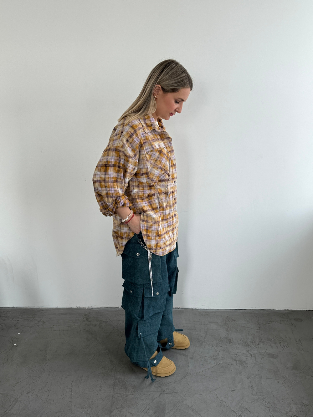 Рубашка винтажная клетка