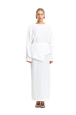 Платье maxi с баской Invitation milk