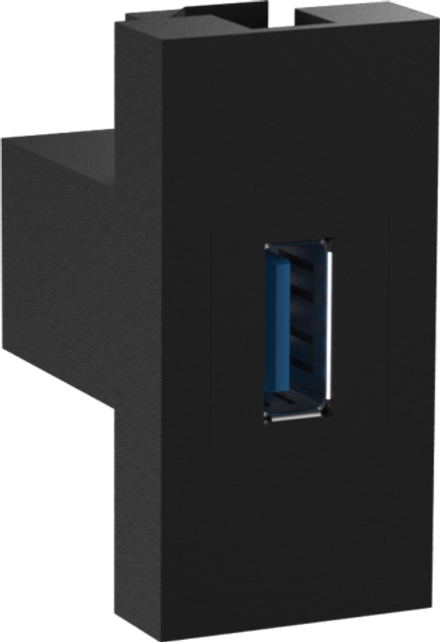 Розетка информационная USB для передачи данных,  1мод.,  черн. (22.5х45мм),  USB3.0,  серия (тип)