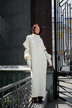 Платье с отстегивающимися рукавами WARM UP Milk