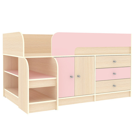 Кровать-чердак КарИВи Астра 9, 1  Дуб Молочный Розовый