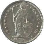 Switzerland, ½ Franc 1964 – "Helvetia Standing", AU