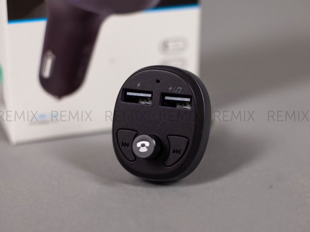 FM-трансмиттер+АЗУ 2USB 2.1A/1A Bluetooth 4.2 HOCO E41 (Black)