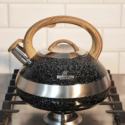 Чайник 4,5л нерж со свистком черный, 9840BHBK