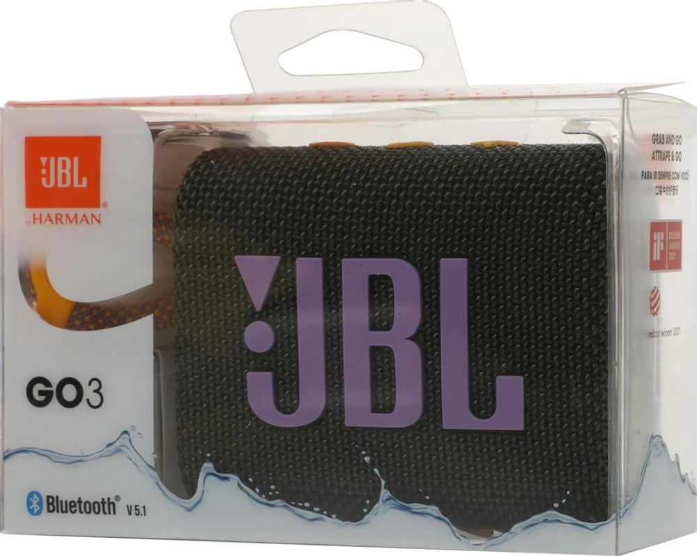 Колонка портативная JBL GO 3, 4.2Вт, зеленый [jblgo3grn]