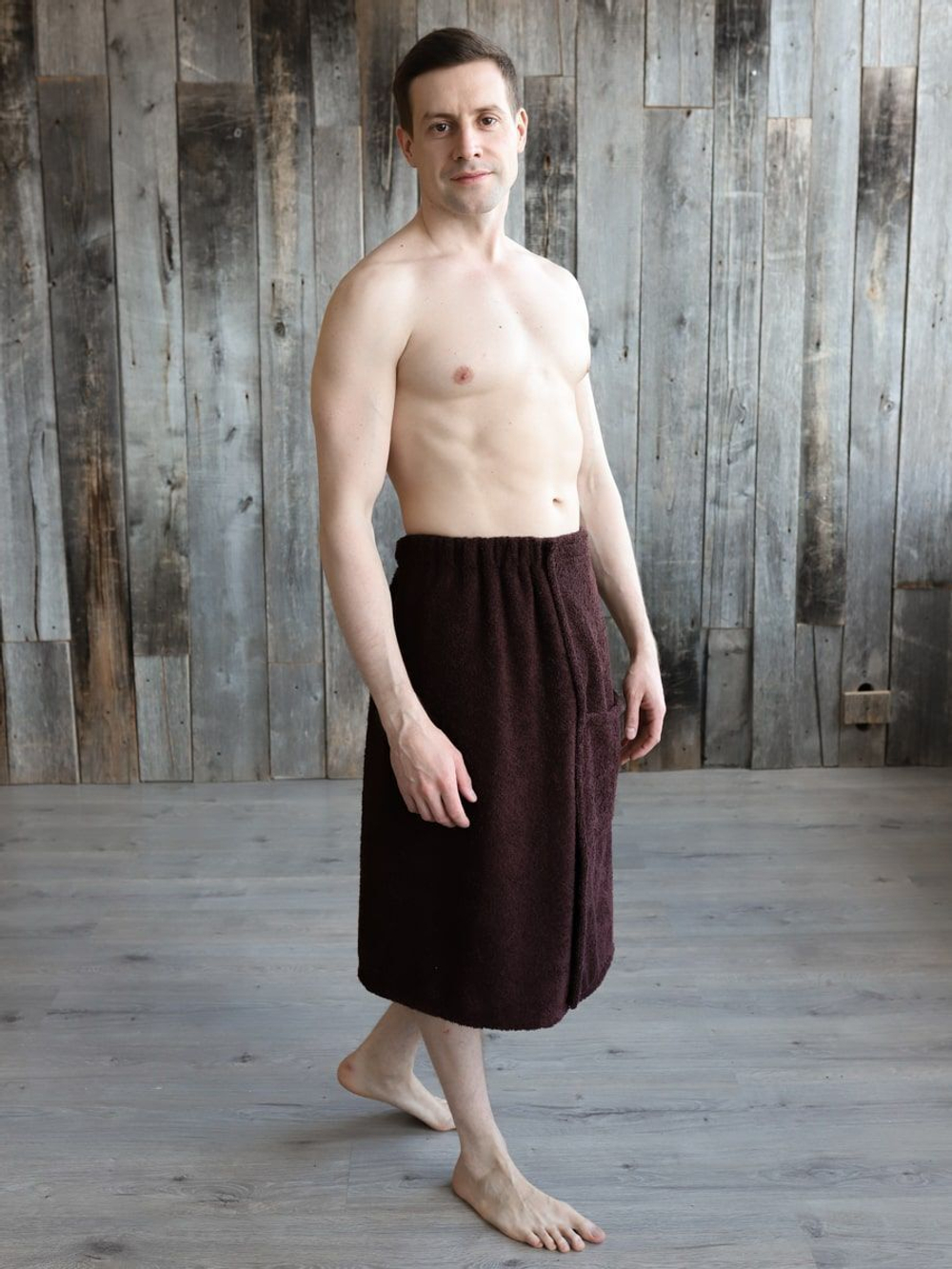 Килт для бани и сауны махровый шоколад