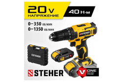 Дрель-шуруповерт STEHER 20В, 2 АКБ 2Ач CD-200-2