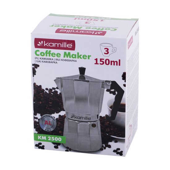 Кофеварка гейзерная 150 мл. 3 порции Kamille КМ 2500 из алюминия
