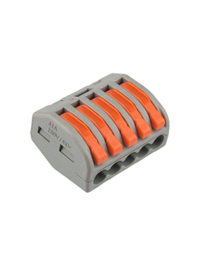 Клемма строительно-монтажная СМК 222-415 5-проводная 0.08-2.5/4кв.мм сер. (уп.40шт) Rexant 07-5255-4