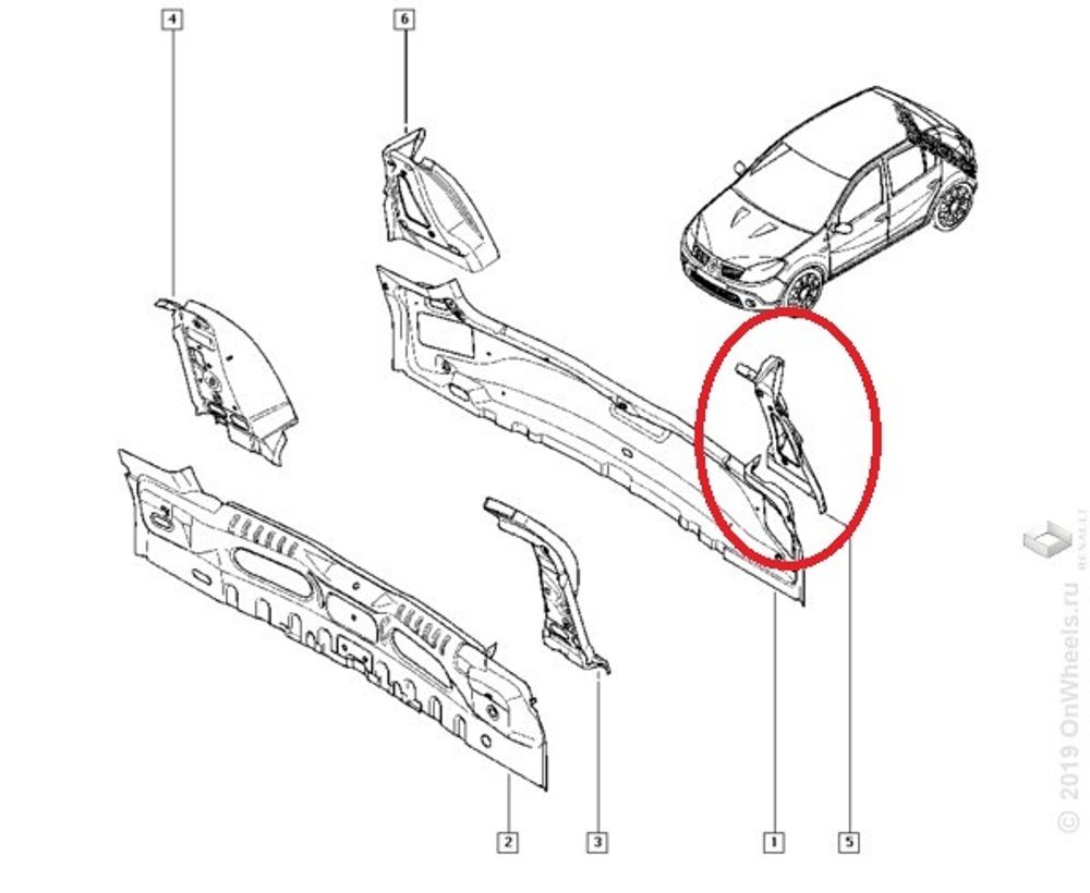 Панель крепления задн. фонаря Renault Sandero I лев. до 2014 г. (Renault)