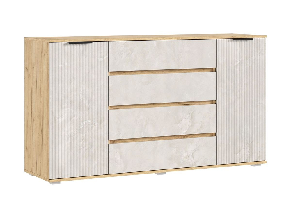 Комод для одежды с ящиками и полками Браш Мени Грин/Дуб Крафт 3 ящика, 160х45х90 см