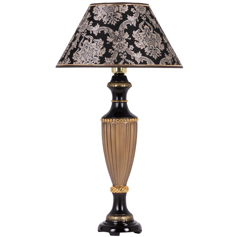 Настольная лампа Ваза Ребристая Бронза с абажуром №38 Vatican (Ватикан) Черный