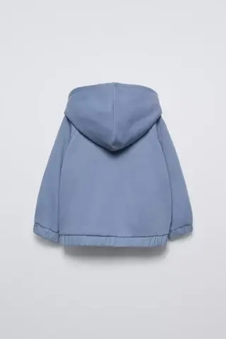 ZARA ХУДИ С НАДПИСЬЮ, СТАЛЬНОЙ СИНИЙ