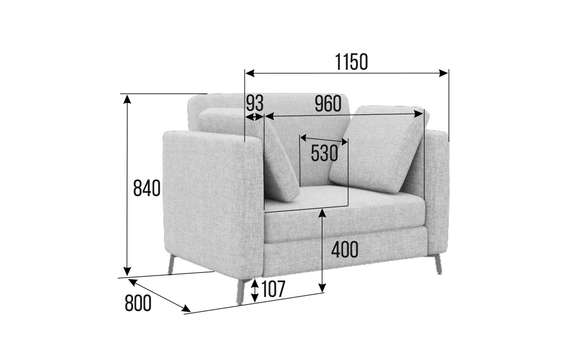 Браско Диван одноместный BRS-1 Forest 694/Металл Черный 1150*800*840