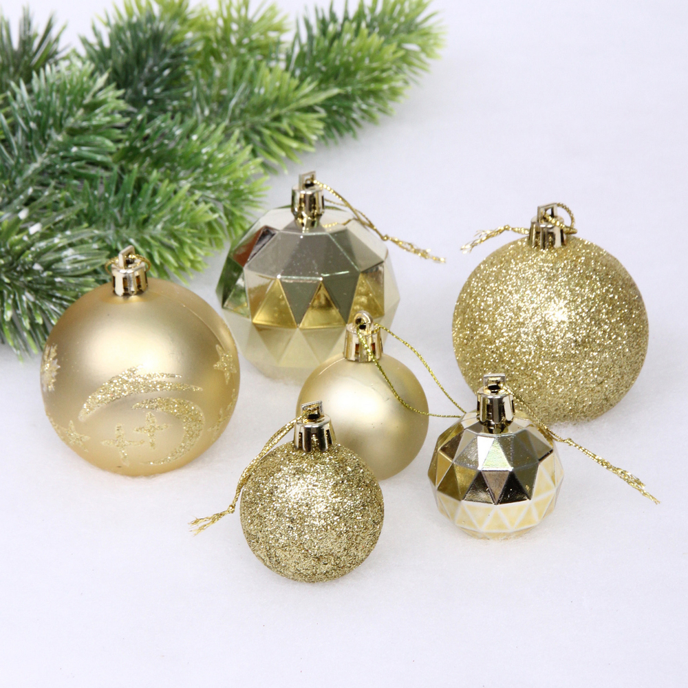 Набор шаров «Winter shine» 6 см + 4 см (24 предмета), Золото