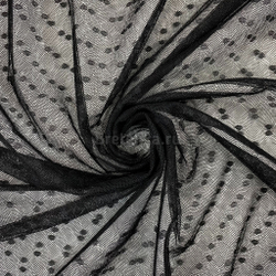 Сетка неэластичная черная в горох 5 мм, 155 см