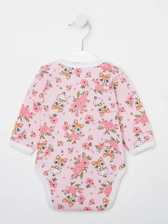 Боди детское, цвет розовый/лиса, рост 62 см
