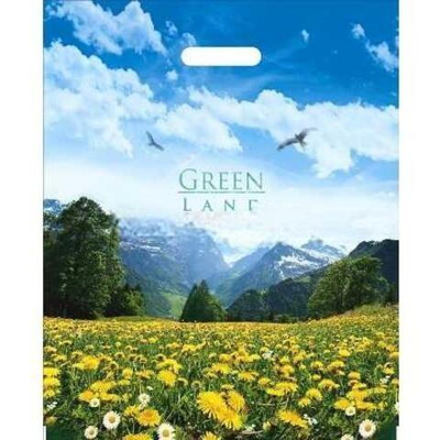 Пакет с прорубной ручкой ПВД 40х47 (45 мкм) "Зеленая долина" (50/500 шт.) Интерпак