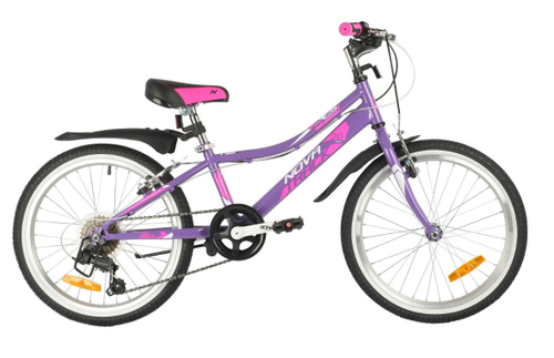 Велосипед NOVATRACK 20" ALICE фиолетовый,  стальная рама, 6 скор.