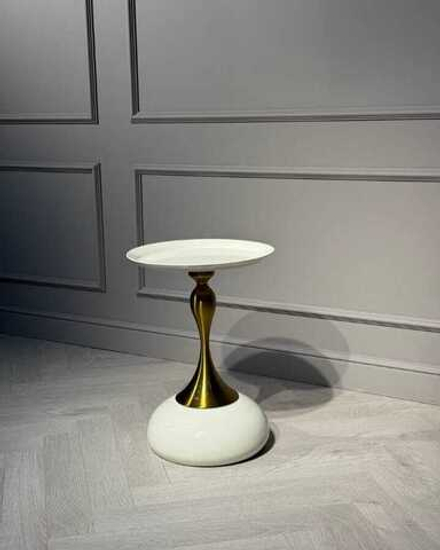 Стол журнальный Ist Casa Монро, 39x54 см, белый, золото