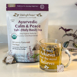 DelighTeas, Аюрведический чай с базиликом (Tulsi), без кофеина, 30 роскошных чайных пакетиков «Пирамида», 90 г (3,2 унции)