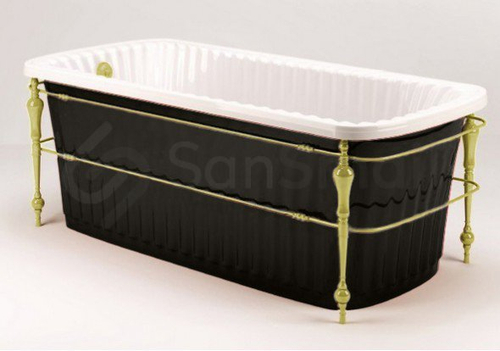 Ванна Migliore Olivia console 24382 174x80cm. золото/черная акриловая отдельно стоящая