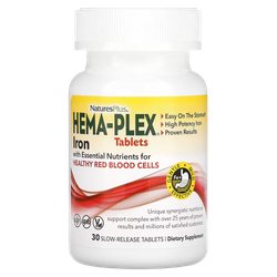 Nature's Plus Hema-Plex 30 slow-release tablets , Хема - Плекс, Железо Комплекс