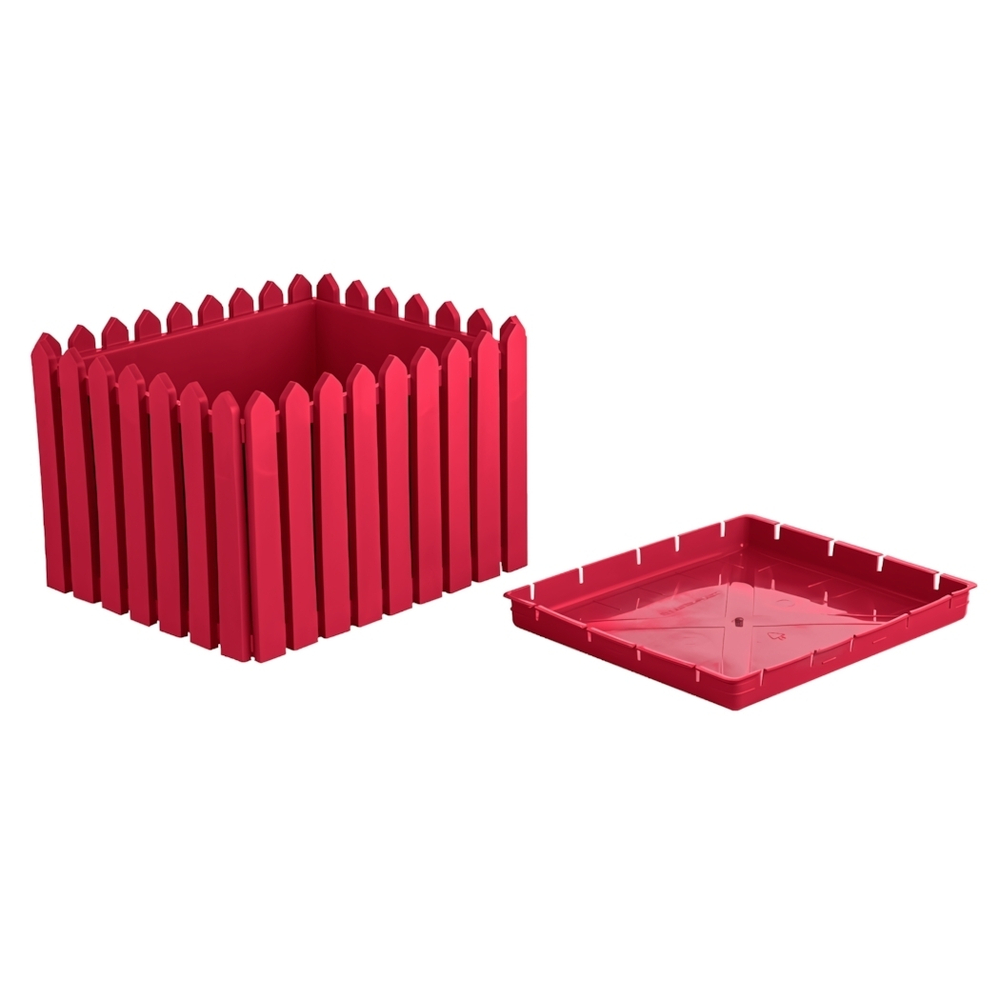 Кашпо квадратное большое "Лардо" с поддоном, 41*41*27 цвет ярко-красный