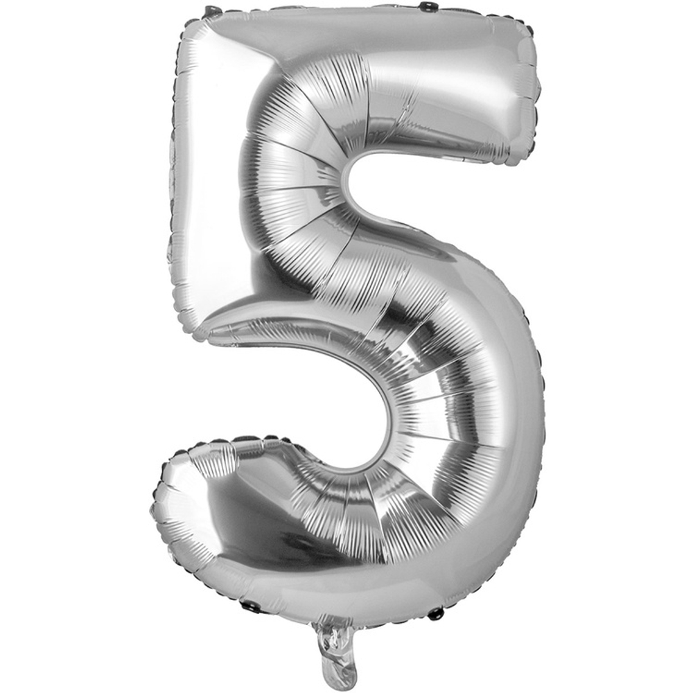 Шар фольгированный Цифра 5 66 см (Серебряный)