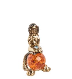 Народные промыслы AM- 314 Фигурка «Знак зодиака - Дева» (латунь, янтарь)