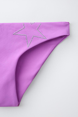 ZARA КУПАЛЬНИК БИКИНИ С ТЕКСТУРНЫМИ ЗВЕЗДАМИ, МАДЖЕНТА
