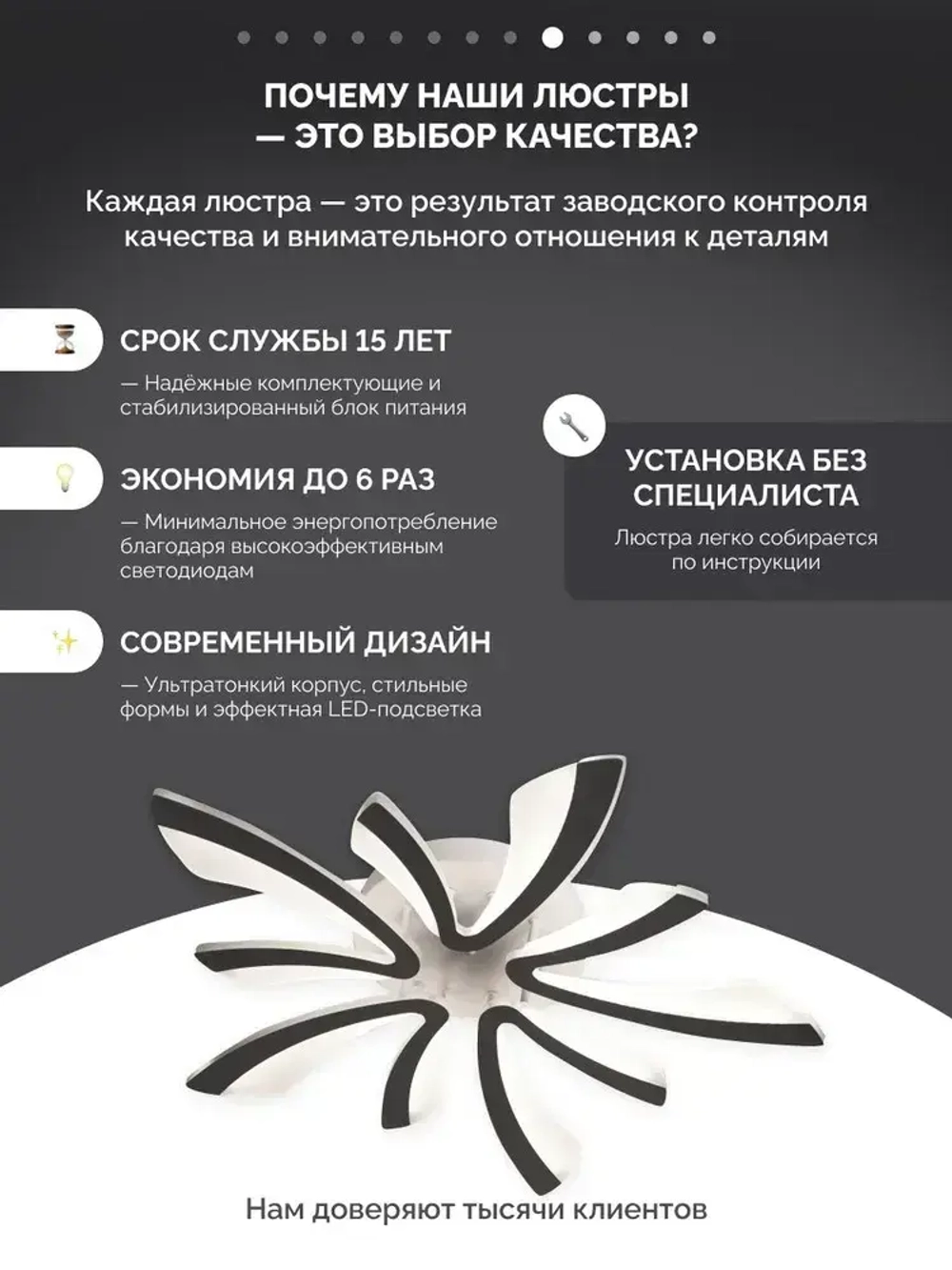 Люстра потолочная светодиодная с пультом 80 вт 25 кв.м. 3500-6500К