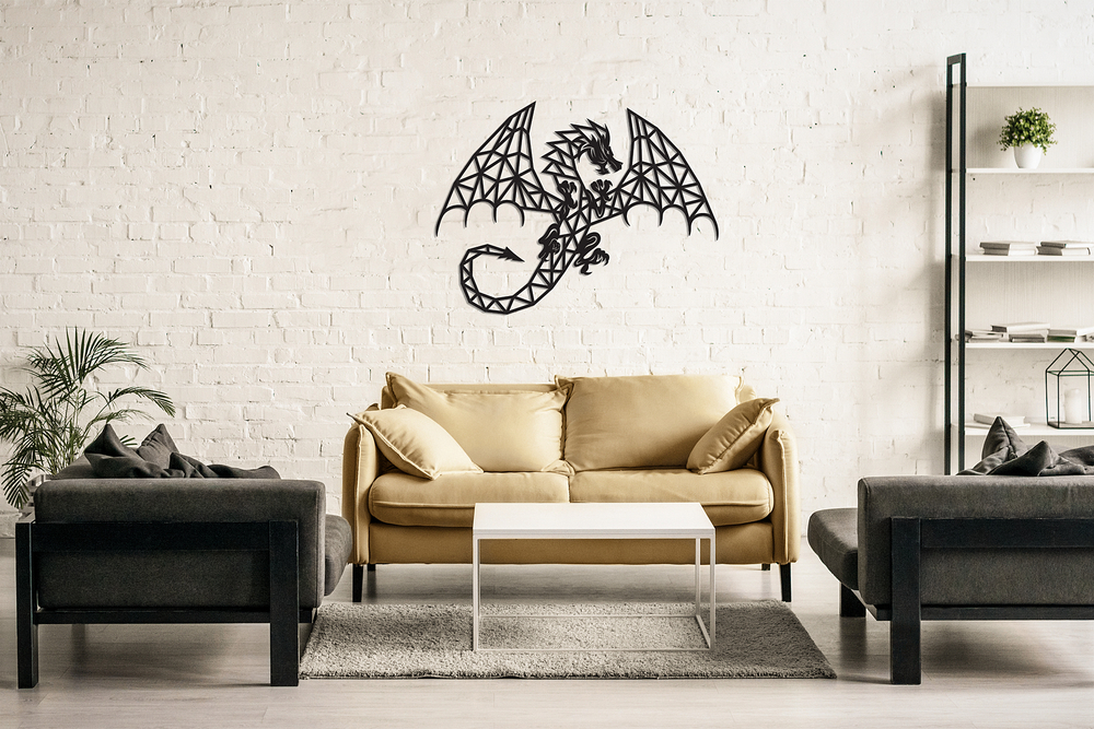 Деревянный декор настенный, панно, сборная модель EWA Design Дракон