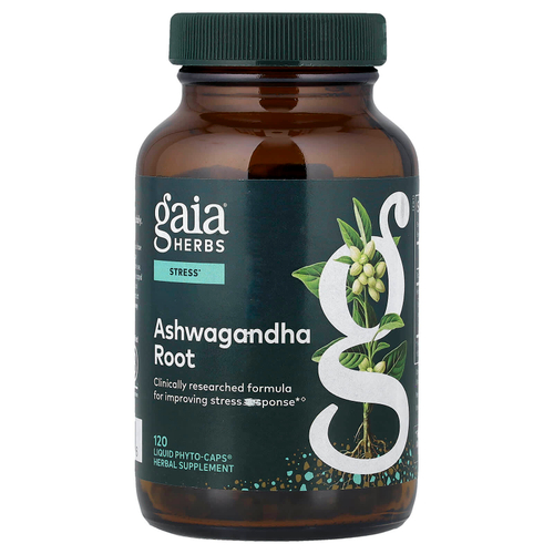 Gaia Herbs, корень ашваганды, 120 жидких капсул Phyto-Caps® (350 мг в 1 капсуле)